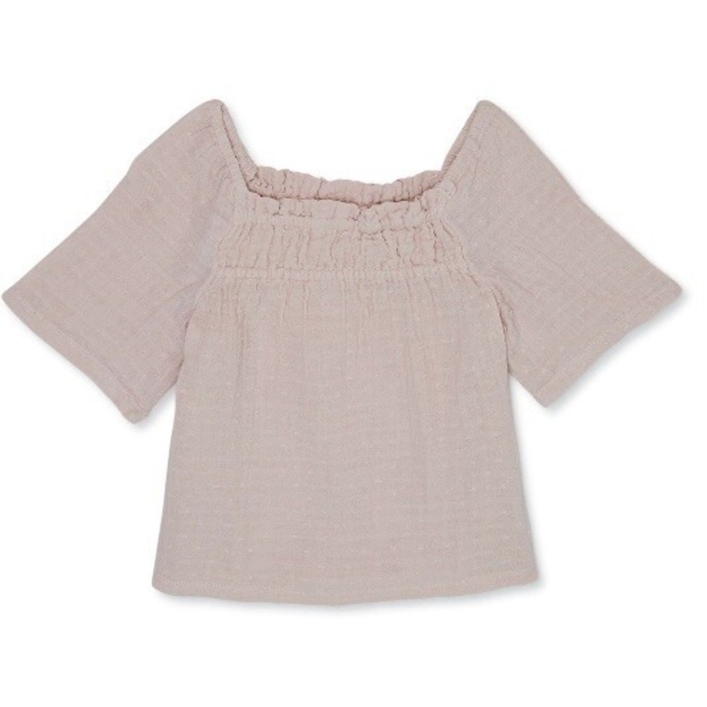 easy-peasy Toddler Girl Swiss Dot Top 4T New with Tags Sepia Rose Smock Organic